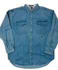 Vintage 90s Tommy Hilfiger Denim Shirt Jacket Men L Button Down Long Sleeve Work