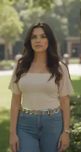 Mujer Metal Dorado Ovalado Grueso Cadena Enlaces Moda Cintura Cinturón Cadera M - Imagen 1 de 18