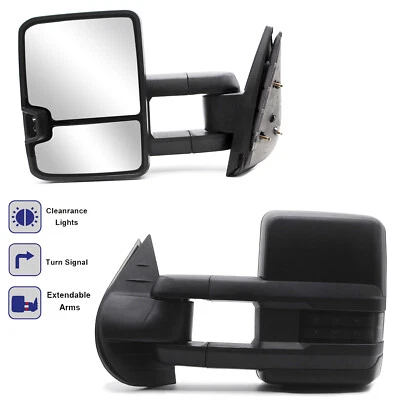 Пара буксировочных зеркал подходит для 2012 2013 2014 Chevy Silverado/GMC Sierra 2500 с ручной коробкой передач - Изображение 1 из 4