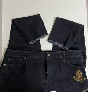 Jean corto ajustado LAUREN RalphLauren negro dorado metálico con logotipo bolsillo 16 Premier - Imagen 1 de 7