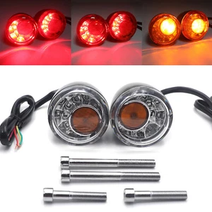 Black&Clear Rear LED Run Brake TurnSignal Indicator Harley 02-17 FXD FXDB FXDC - Picture 1 of 12