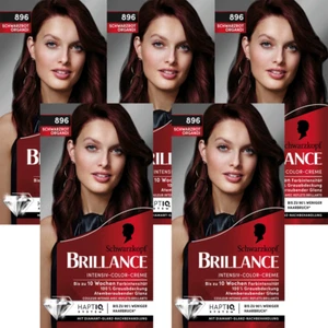 5 x Schwarzkopf Brillance Intensiv-Color-Creme Farbe 896 Schwarzrot Organdi - Bild 1 von 7
