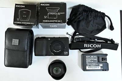 Ricoh GRII Digital GR II Compact Camera w/ wide angle lens finder hood case used - Image 1 of 4