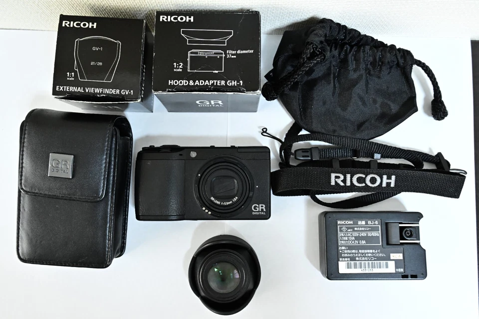 Ricoh GRII Digital GR II Compact Camera w/ wide angle lens finder hood case used - Image 1 of 4