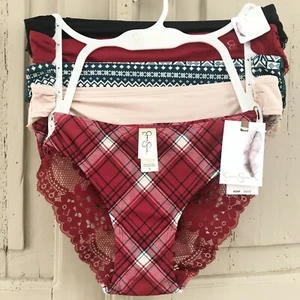 Neu Jessica Simpson Ultra Flirty Spitzenhöschen Unterwäsche Neu mit Etikett kleines 5er-Set rot - Bild 1 von 2