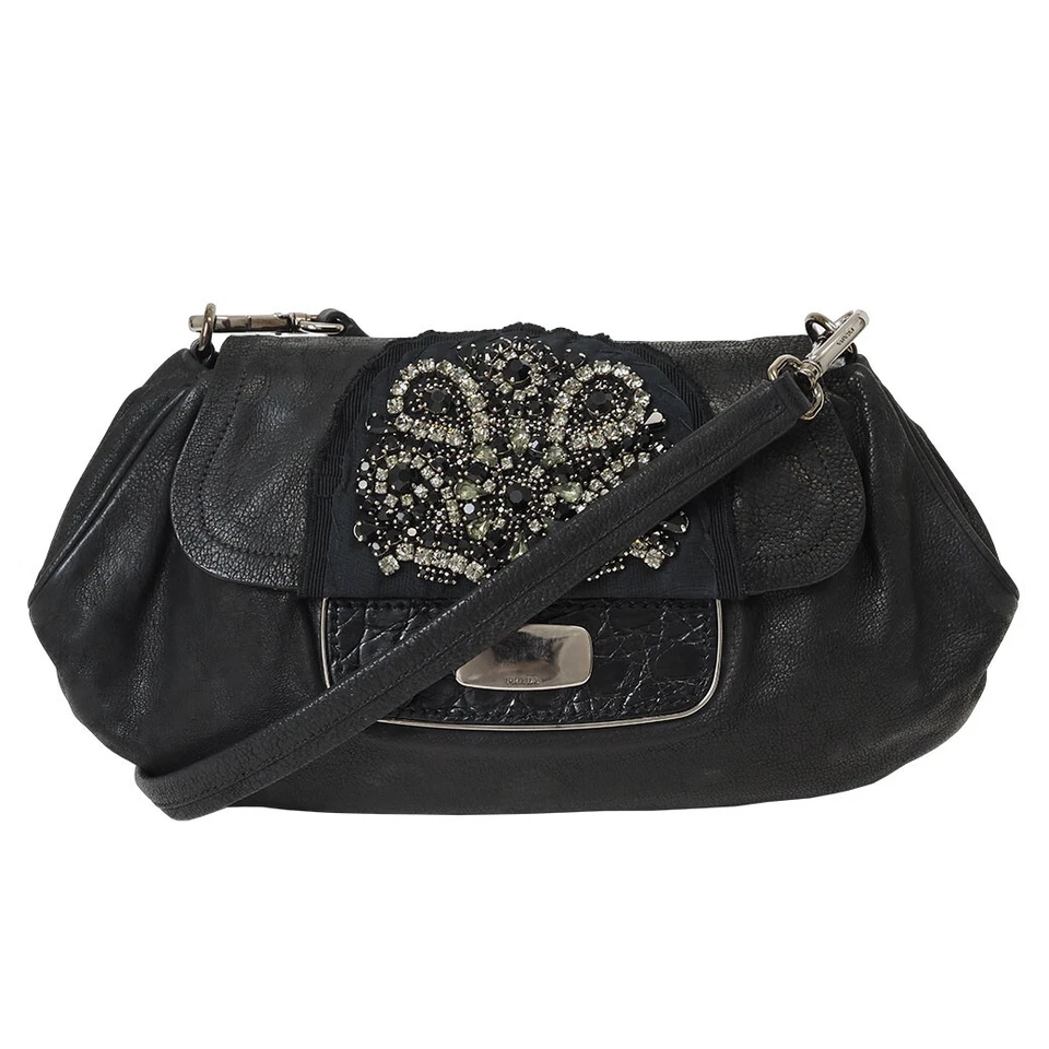 Prada Bijou 2Way Clutch Bag Black Women's Leather Antique Skipper Shoulder Bag - Image 1 of 4