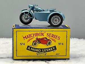 Moko Matchbox#4C Triumph Motorcycle 1960 Mint in B5 box all original N.O.S