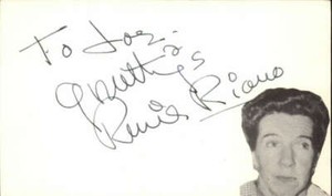 Renie Riano D.1971 Actress Pajama Party signed 3"x5" index Card