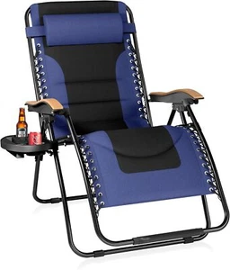 Oversize Zero Gravity Chair, Padded Recliner w/Free Cup Holder, Supports 400 LBS - Picture 1 of 3