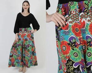 Vtg Wide Leg Palazzo Jumpsuit Womens Bell Bottom Op Art Disco Summer Playsuit - Picture 1 of 7