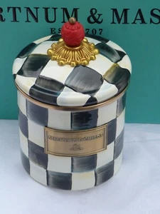 MacKenzie-Childs Courtly Check Emaille Kanister-klein/neu/Weihnachtsgeschenk - Bild 1 von 4