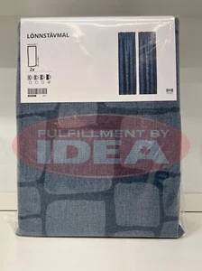 Brand New IKEA LONNSTAVMAL 1 Pair Blue Blackout Curtains 405.563.37 - Picture 1 of 3