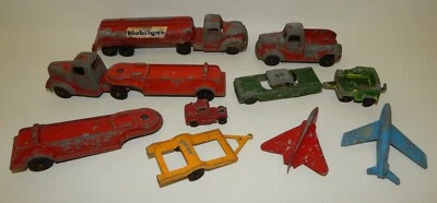 Estate Lot Vintage Metal Tootsie Toy Vehicles Trucks Planes Cars Mobilgas - Image 1 of 3