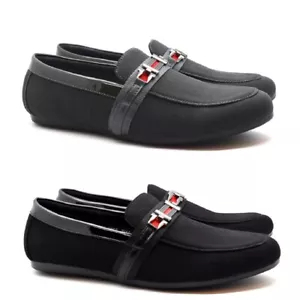 MENS SLIP ON BUCKLE CORDUROY LOAFERS MOCCASINS COMFY CASUAL MOCASSIN DRESS SHOES - Picture 1 of 18