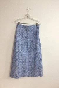 LL Bean Floral Linen Skirt Cornflower Blue Womens 4 - Picture 1 of 7