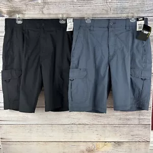 2 Lee Extreme Motion Cargo Shorts Black Slate Relaxed Fit Men's 34 - Picture 1 of 12