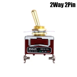 Golden Color Brass Knurl Toggle 12~ 250V 1GANG 2Way 2Pin DIY Light Button Switch - Picture 1 of 12