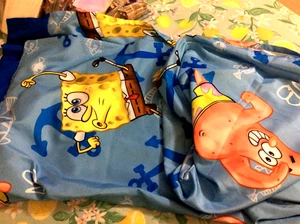 Spongebob Squarepants + Patrick Sheet Flat Twin Craft Material sew Quilt 63x95 - Picture 1 of 6