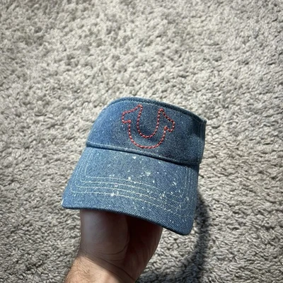 True Religion Jeans Denim Lavado a Piedra Visera Ajustable Sombrero Gorra Azul Y2K Adulto Talla Foto 1 de 4
