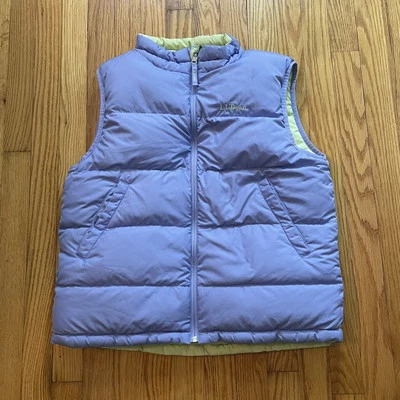 LL Bean Goose Down Insulated Puffer Vest Kids Girls XL - 18 - Purple Green - Image 1 of 4