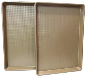Joho Baking Nonstick 2-Pack Heavy Duty Large Baking Pan Sheet 13x18in, Gold - Picture 1 of 10