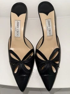 Jimmy Choo nero farfalla taglio mulo gattino tacchi taglia 39,5 - Foto 1 di 13