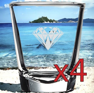 Diamond x4 Shot Glasses Spirit Liquor Party 2 Oz Premium Customize Gem Gift NEW - Picture 1 of 9