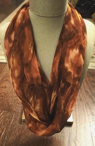 Fab Vintage 100 % Seide Japan Aquarell orange rost Infinity Hals dick 14"x8" Schal - Bild 1 von 9