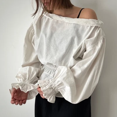 Vintage 50s European Women’s Puff Sleeve Light Blouse - Image 1 of 4