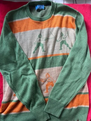 Vintage Puritan Sportwear Fencing Sweater Orange and Green - Image 1 of 4
