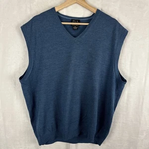Jos. A. Bank Signature Collection Sweater Vest 100% Merino Wool Blue V Neck 2XL - Picture 1 of 5