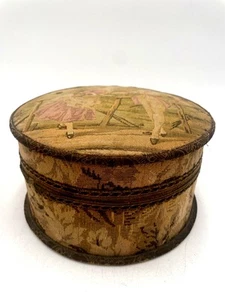 Vintage Fabric Collar Box Romantic Scene Detachable Collars Early 1900s Collecti - Picture 1 of 12