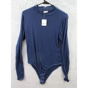 NWT Intimately Free People Cozy Navy Blue Turtleneck Mock Neck Bodysuit Large - Picture 1 of 11