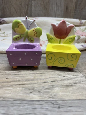 Yankee Candle Tea Light Candle Holders VTG Tulip ButterflyChair Set of2 #1039132 - Image 1 of 4