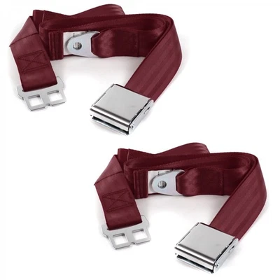 Ford Falcon 1966 - 1970 Airplane 2pt Burgandy Lap Bucket Seat Belt Kit - 2 Belts - Image 1 of 4
