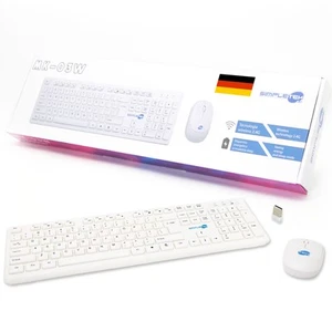 KIT MOUSE E TASTIERA WIRELESS TEDESCO DE QWERTZ BIANCA KIT SET M&K TEDESCA - Foto 1 di 6
