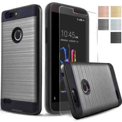 Protetor de tela híbrido à prova de choque armadura escovada capa fina vidro temperado - Imagem 1 de 4