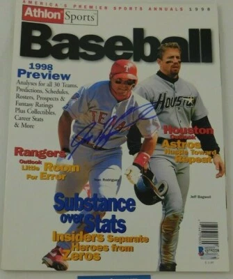 Ivan Pudge Rodriguez Signed Athlon Sports Cover 1998 HOF MLB Rangers BAS - Image 1 of 2