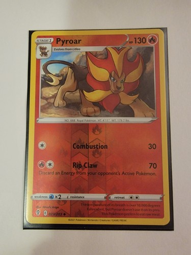 Pokémon TCG Pyroar Evolving Skies 023/203 Reverse Holo Uncommon Pack ...