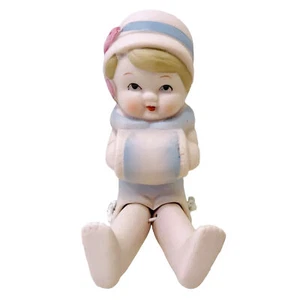 Shackman Vintage handbemalte Porzellan Biskus Muff Puppe mit hängenden Beinen Japan - Bild 1 von 11
