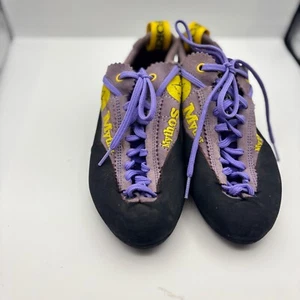 La Sportiva unisex 37 Mythos Climbing Shoes G106 115 Black Purple Lace Up - Picture 1 of 15