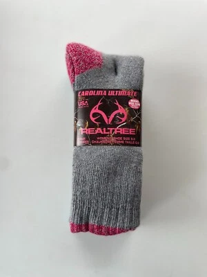 Calcetines Carolina Realtree para mujer mezcla de lana merino, 2 pares, zapato verde azulado/rosa 6-9 Foto 1 de 4