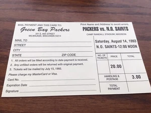 VINTAGE GREEN BAY PACKERS MILWAUKEE POST CARD TICKETS ORDER - Picture 1 of 2