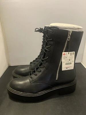 *NUEVO CON ETIQUETAS* Botas de plataforma Bershka para mujer estilo combate - cremallera lateral - con cordones -  Foto 1 de 4