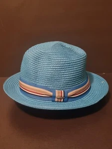 SCALA Blue Teal Fedora Hat Summer Style Casual Cap Size M/L  SM03  Brand New  - Picture 1 of 9