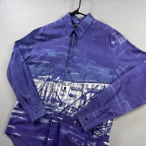 Vilebrequin Shirt Mens Large Purple Button Up All Over Print Light Weight Cotton - Picture 1 of 14