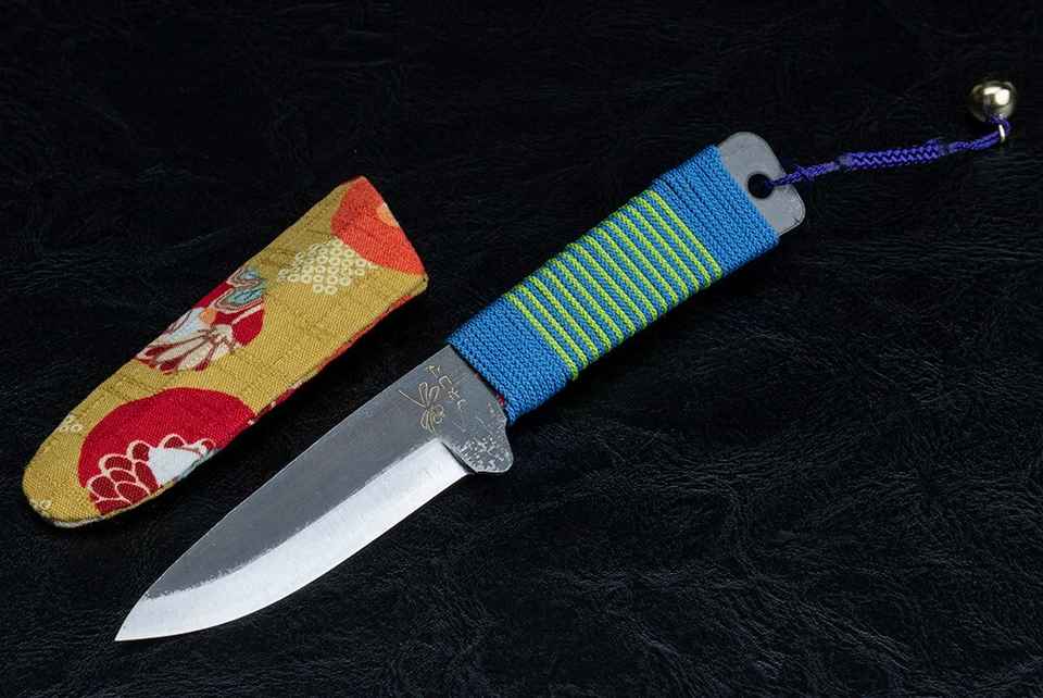 Higonokami Kogatana Bannou Black Blade Blue/Toxic Green Handle Wrap w/ Sheath - Image 1 of 1