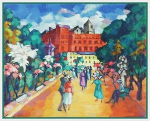 Un paseo por Roma paisaje del artista Konrad Mägi patrón de punto de cruz contado - Imagen 1 de 4