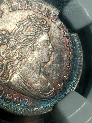 1807 Draped Bust Dime, Lg Eagle JR-1 10C NGC MS62 CAC Cover