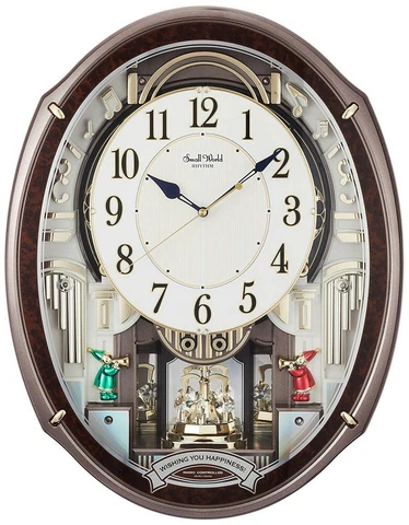 Rhythm Wall Clock Automaton Clock With Melody Small World 4MN545RH23 EMS Cover